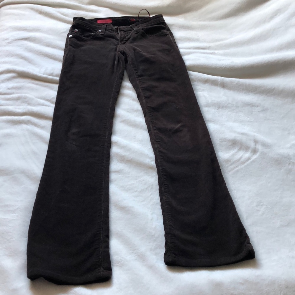 Corduroy brown flaired jeans, by AG, The Angel jeans, size 00p